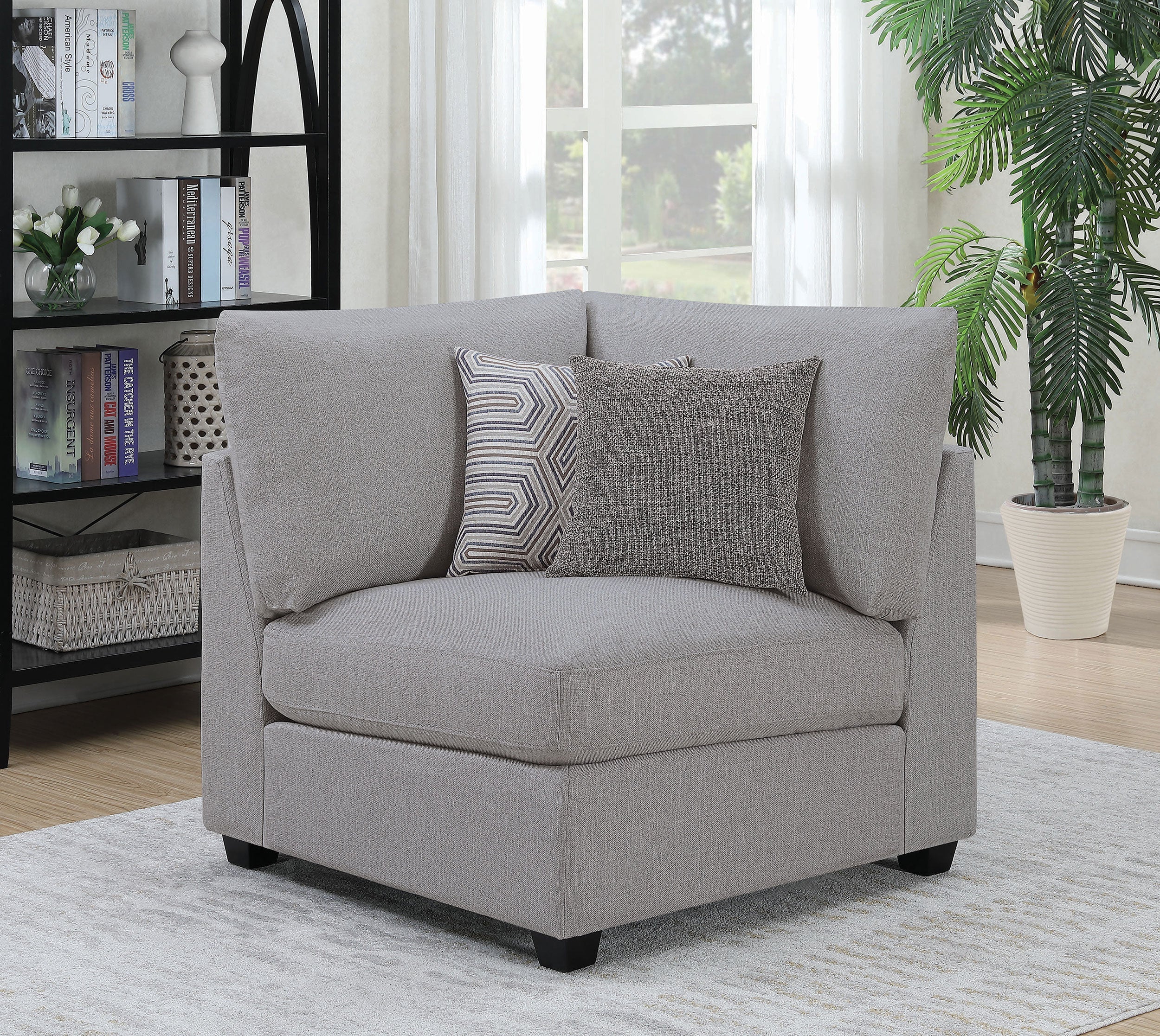 Cambria Upholstered Corner Grey-CoasterElevations