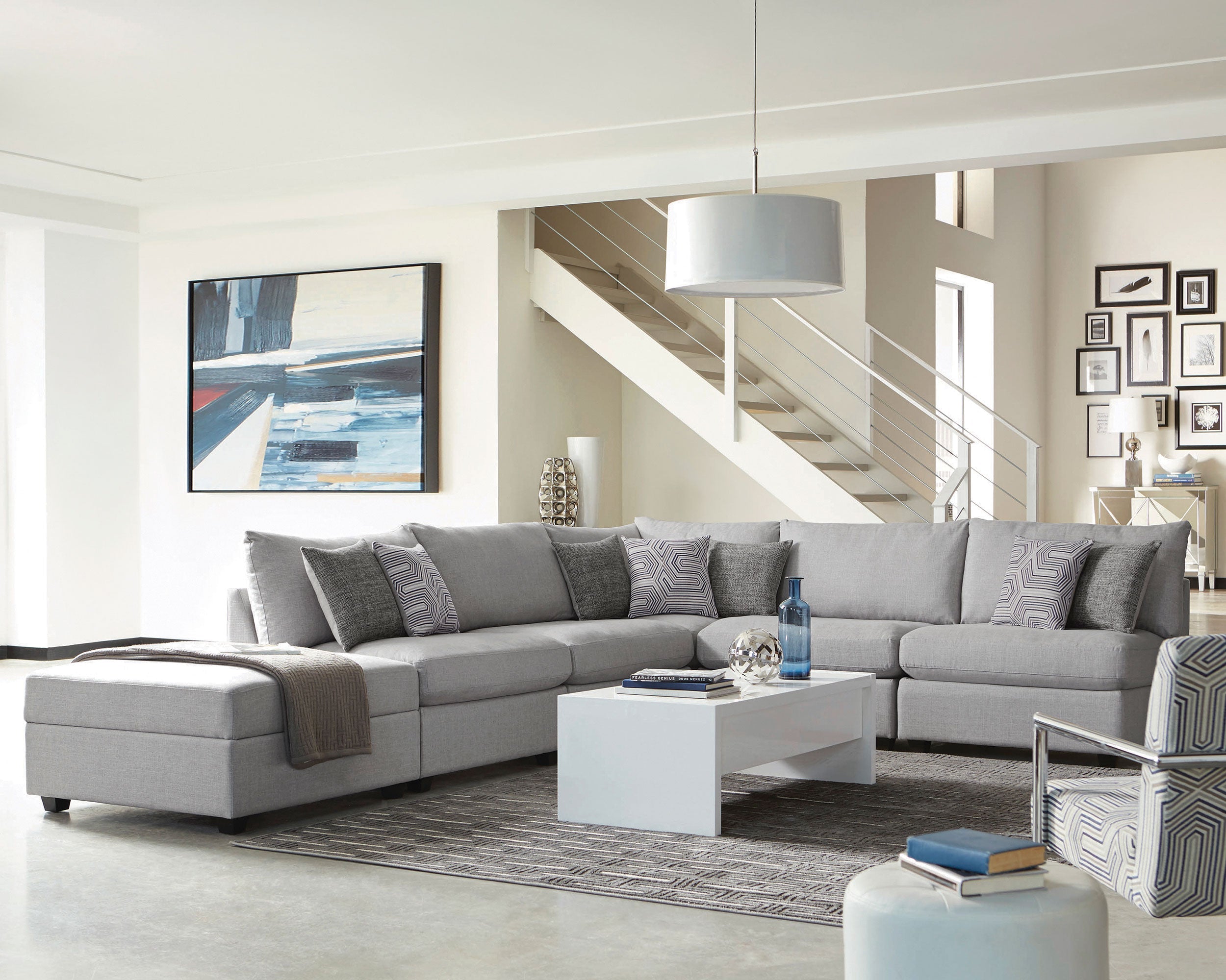 Cambria Upholstered Corner Grey-CoasterElevations
