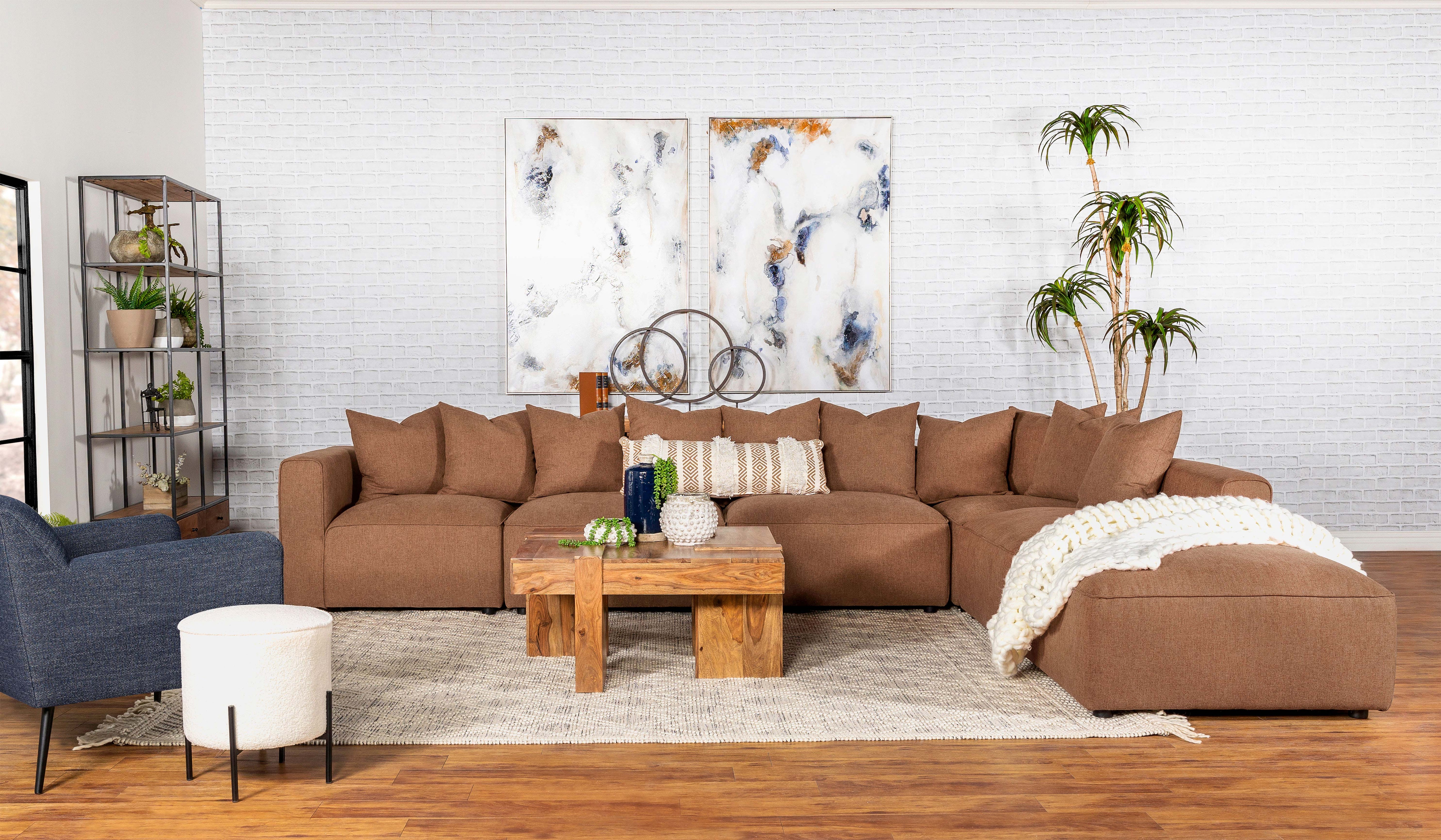 Jennifer 6-piece Upholstered Modular Sectional Terracotta-CoasterElevations