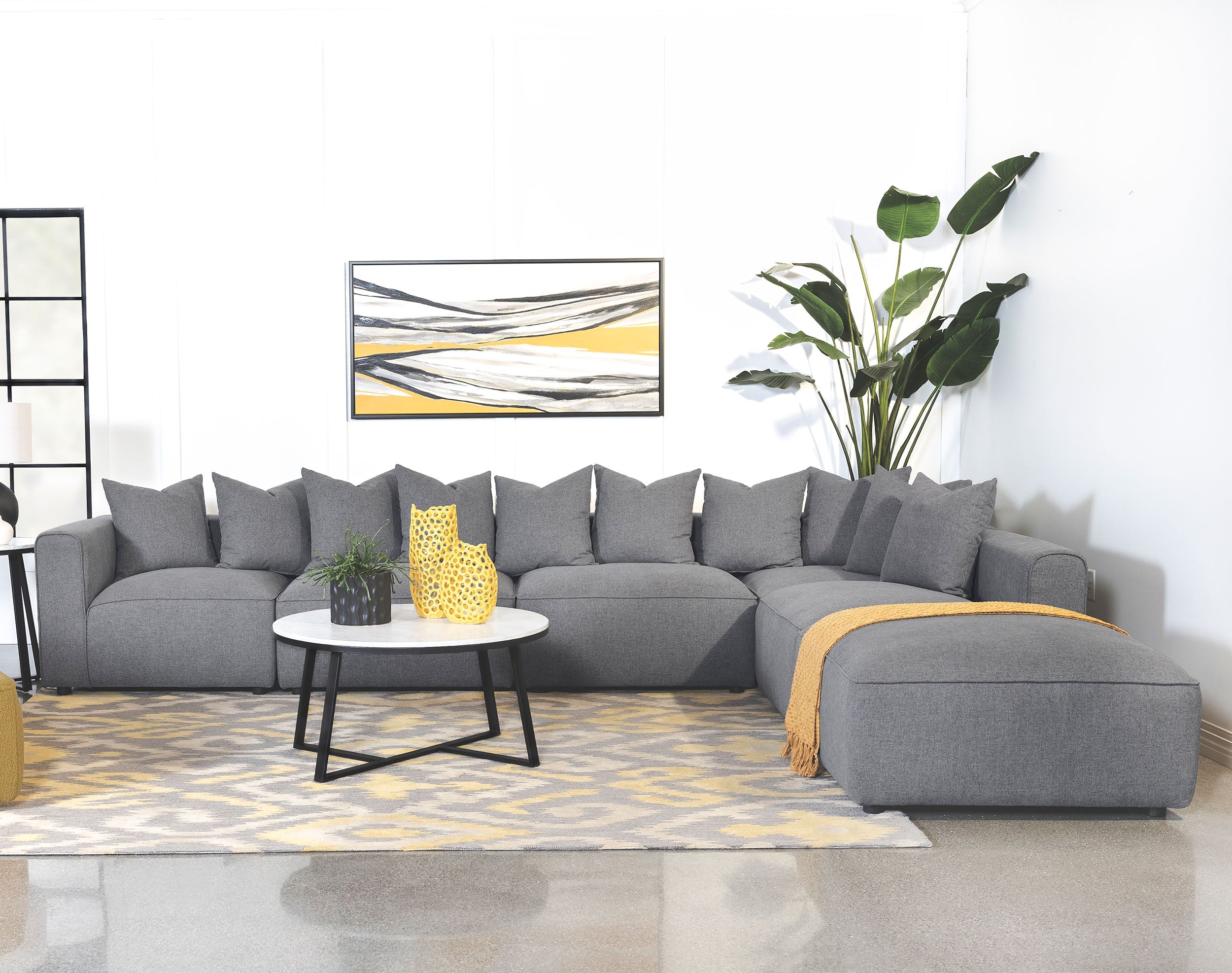 Jennifer 6-piece Upholstered Modular Sectional Grey-CoasterElevations
