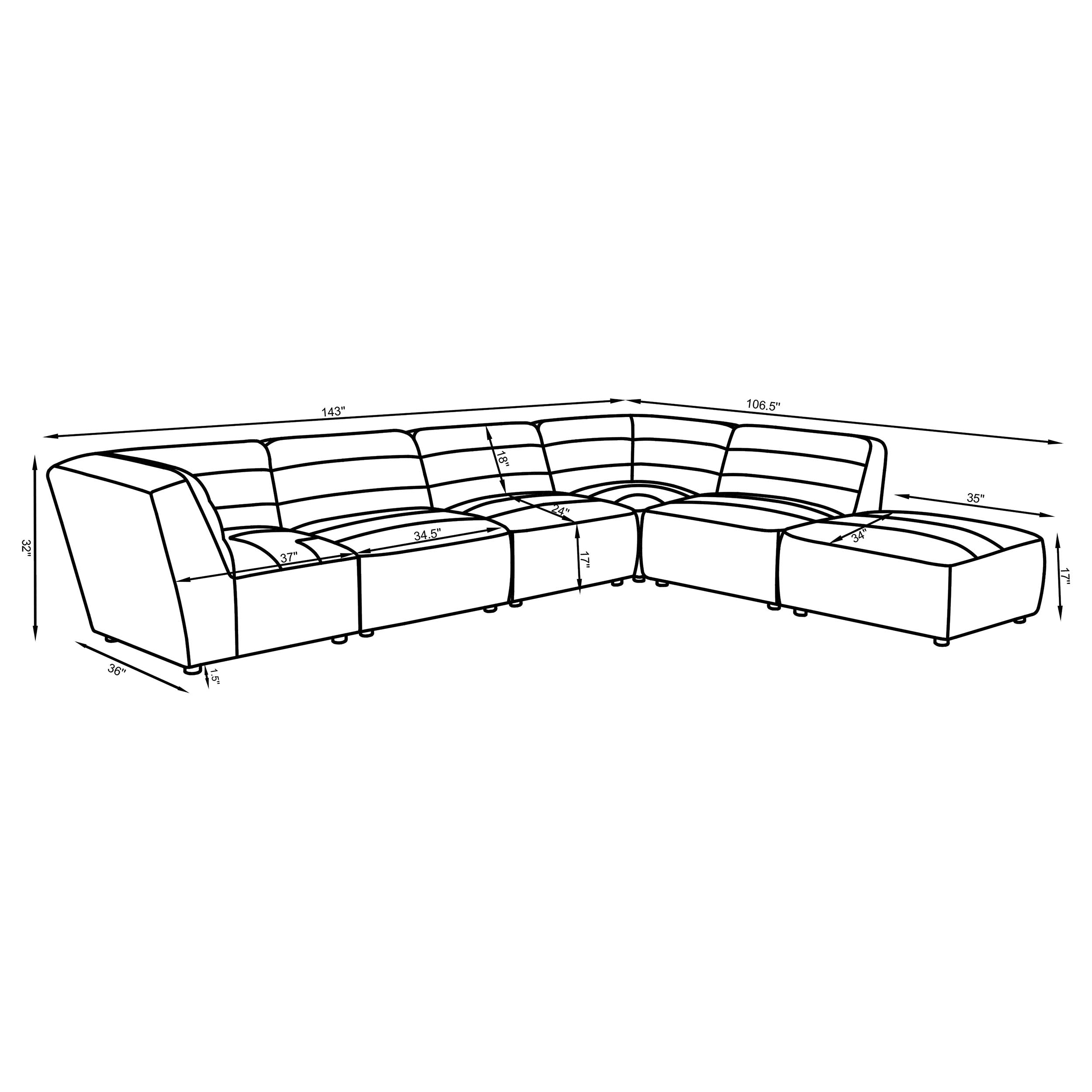 Sunny 6-piece Upholstered Modular Sectional Sofa Natural-CoasterElevations