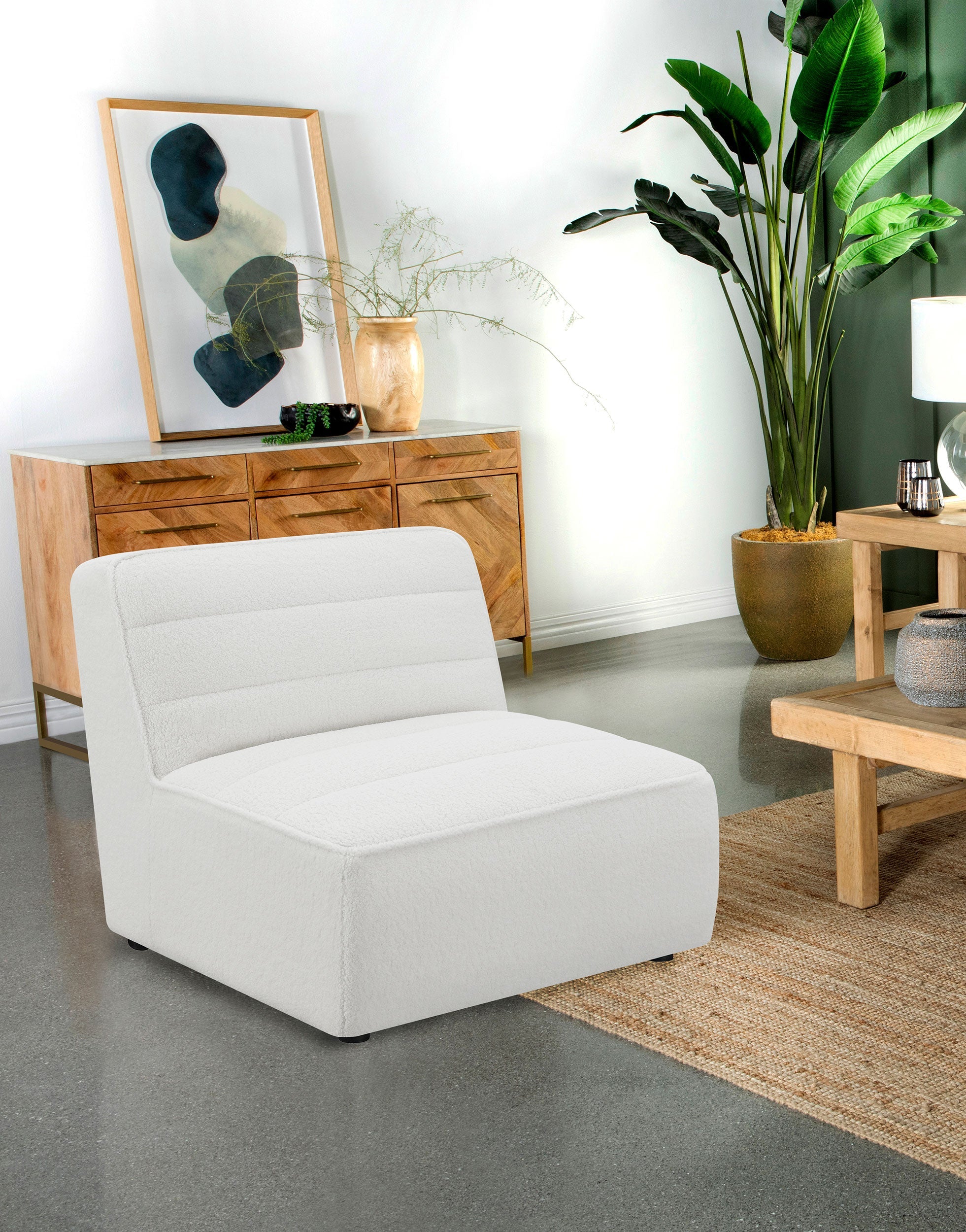 Sunny Upholstered Armless Chair Natural-CoasterElevations