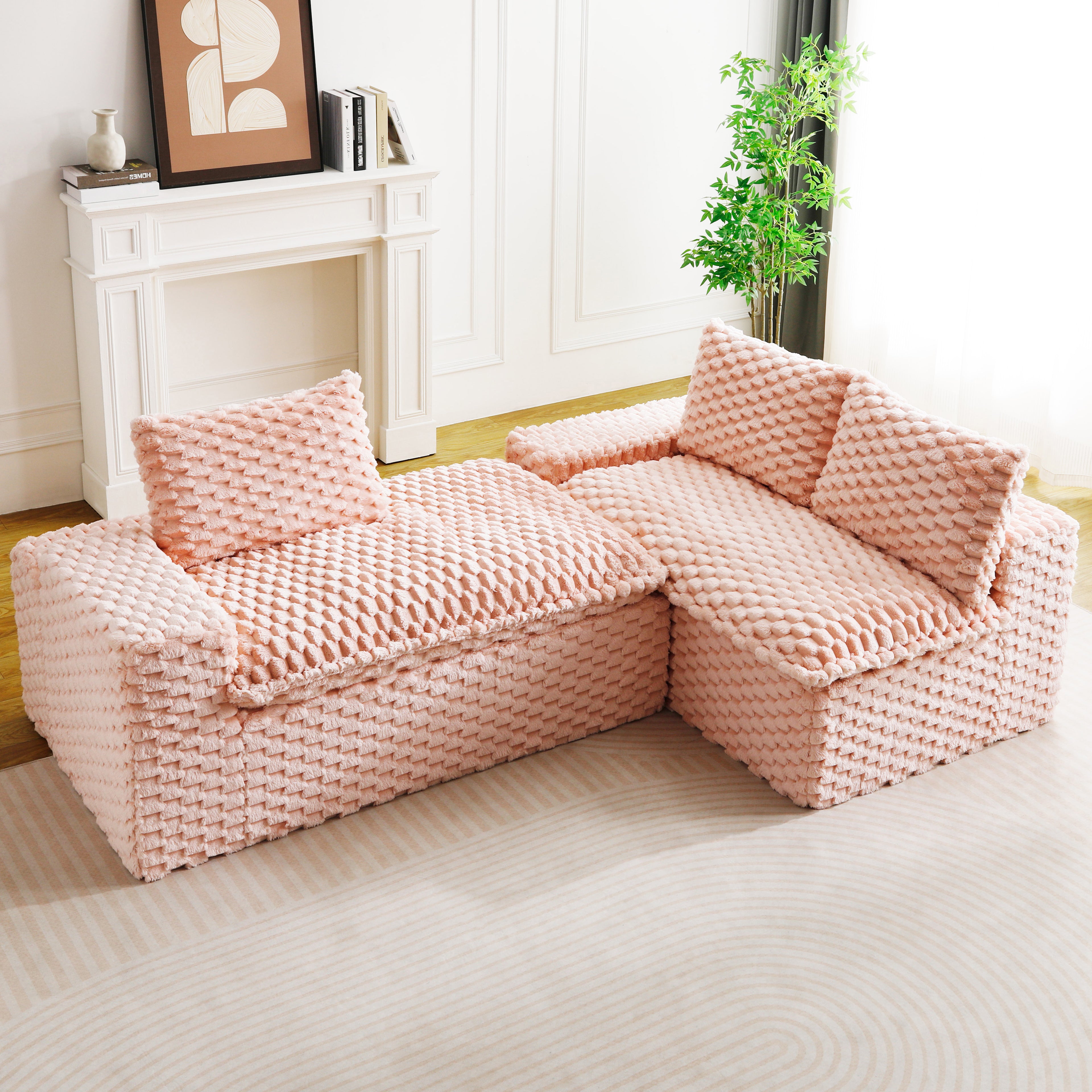 Pink Turtle Velvet Versatile Sofa