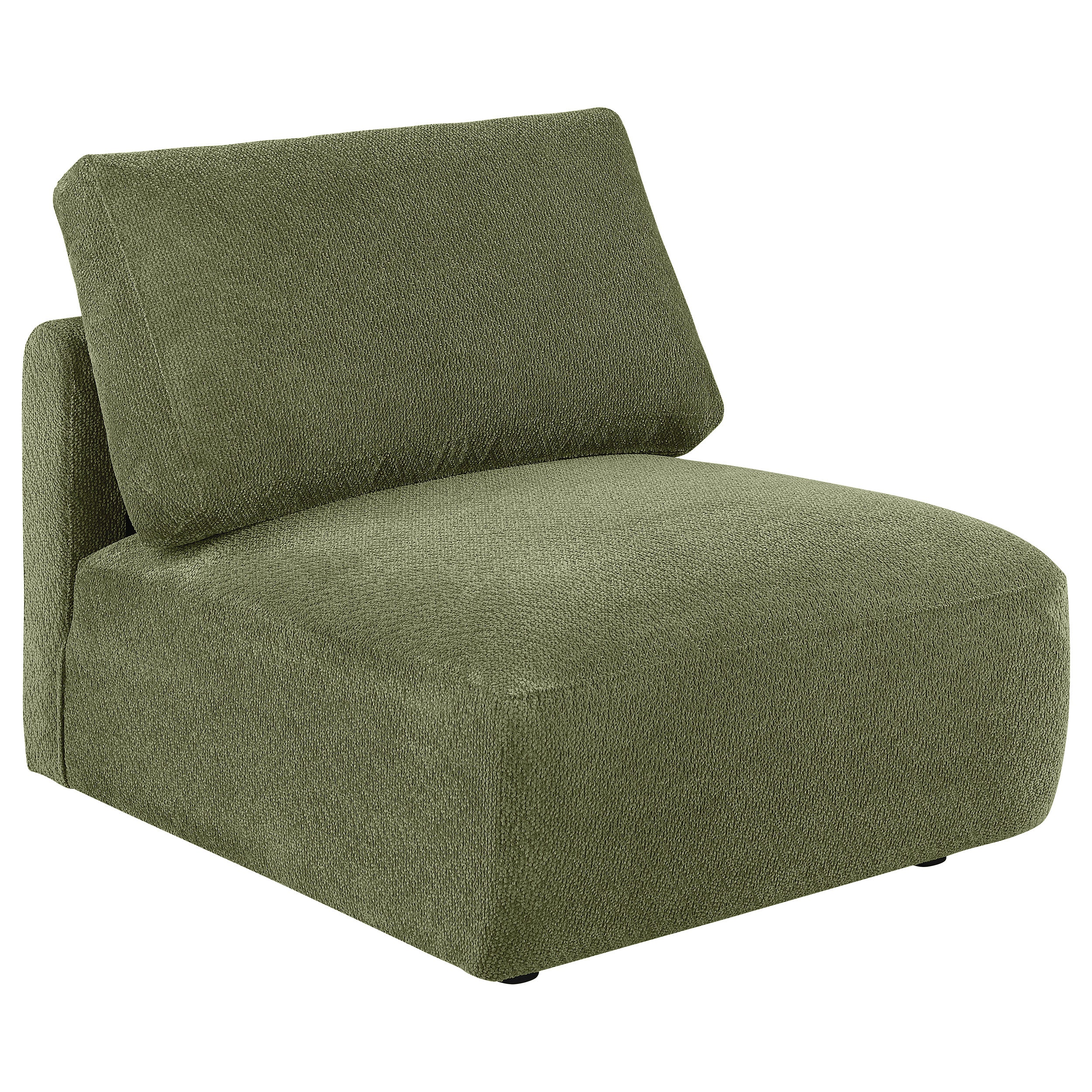 Elysia Chenille Upholstered Modular Armless Chair Green-