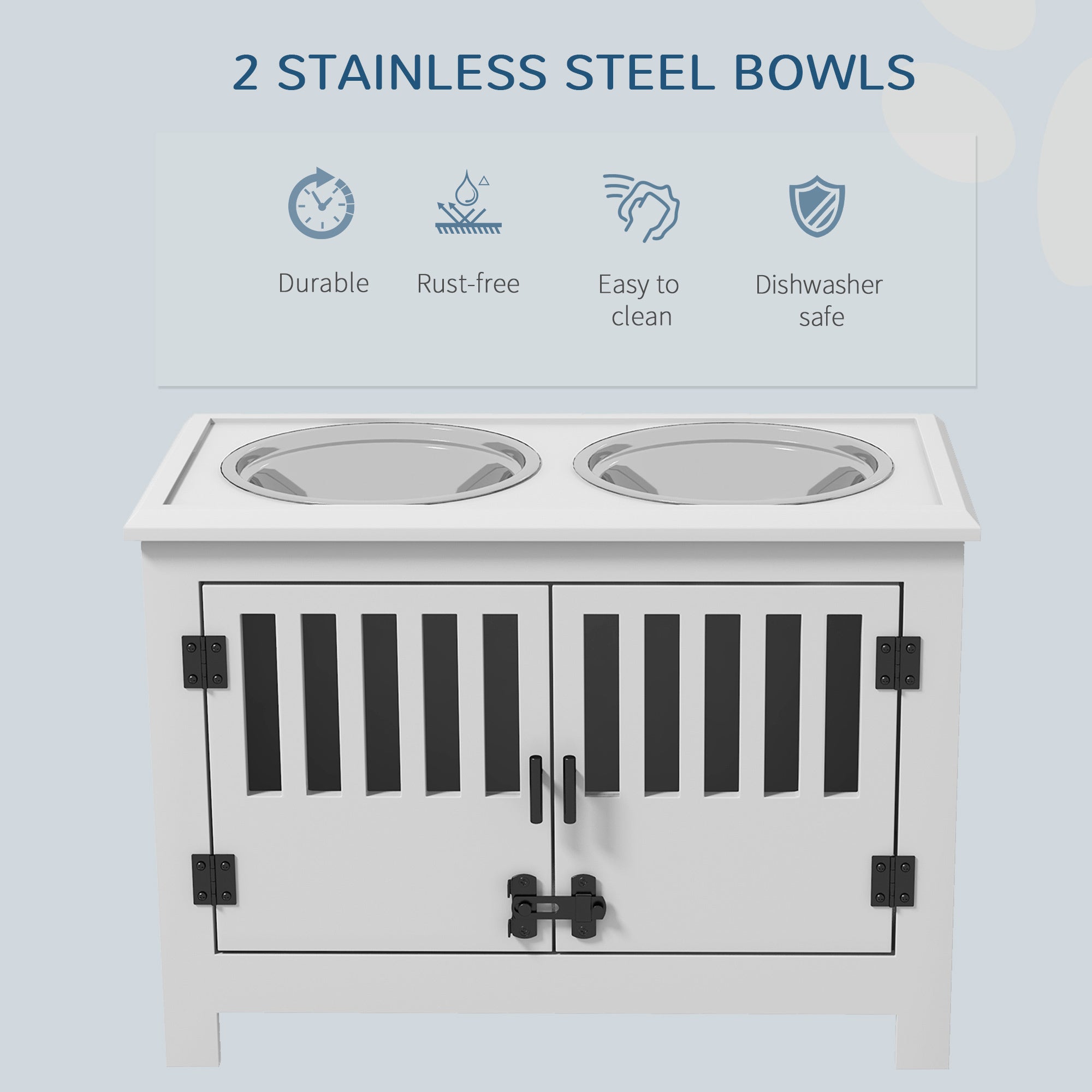 PawHut Large Elevated Dog Bowls with Storage Cabinet