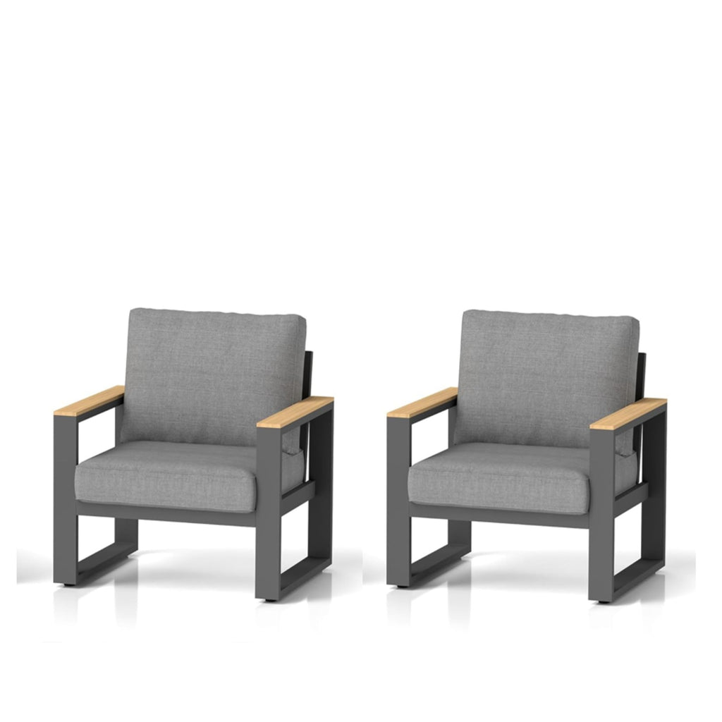 Set of 2 26.6" All-Weather Aluminum Patio Armchairs