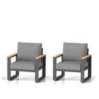 Set of 2 26.6" All-Weather Aluminum Patio Armchairs