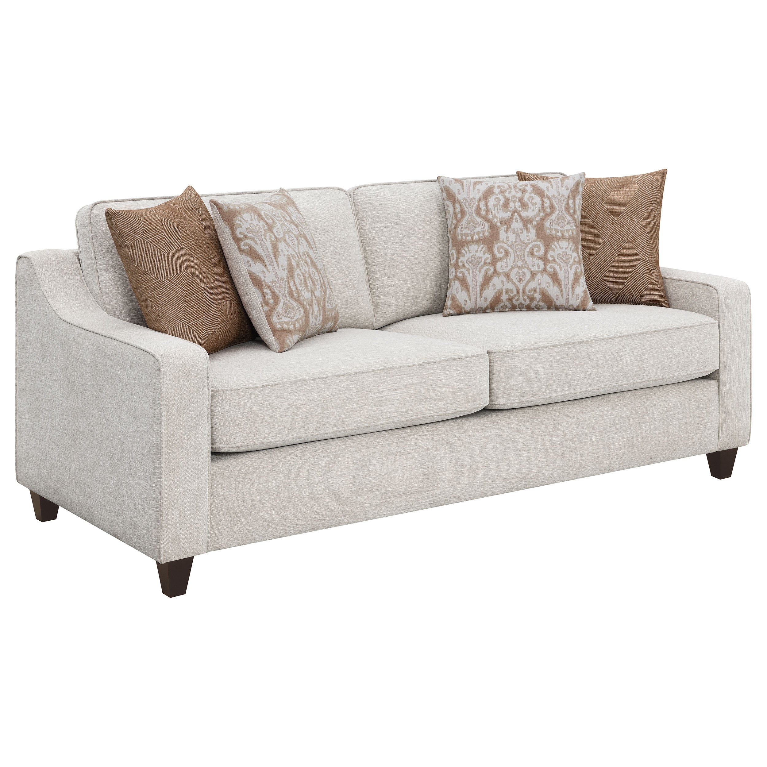 Christine Upholstered Sloped Arm Sofa Beige-CoasterElevations