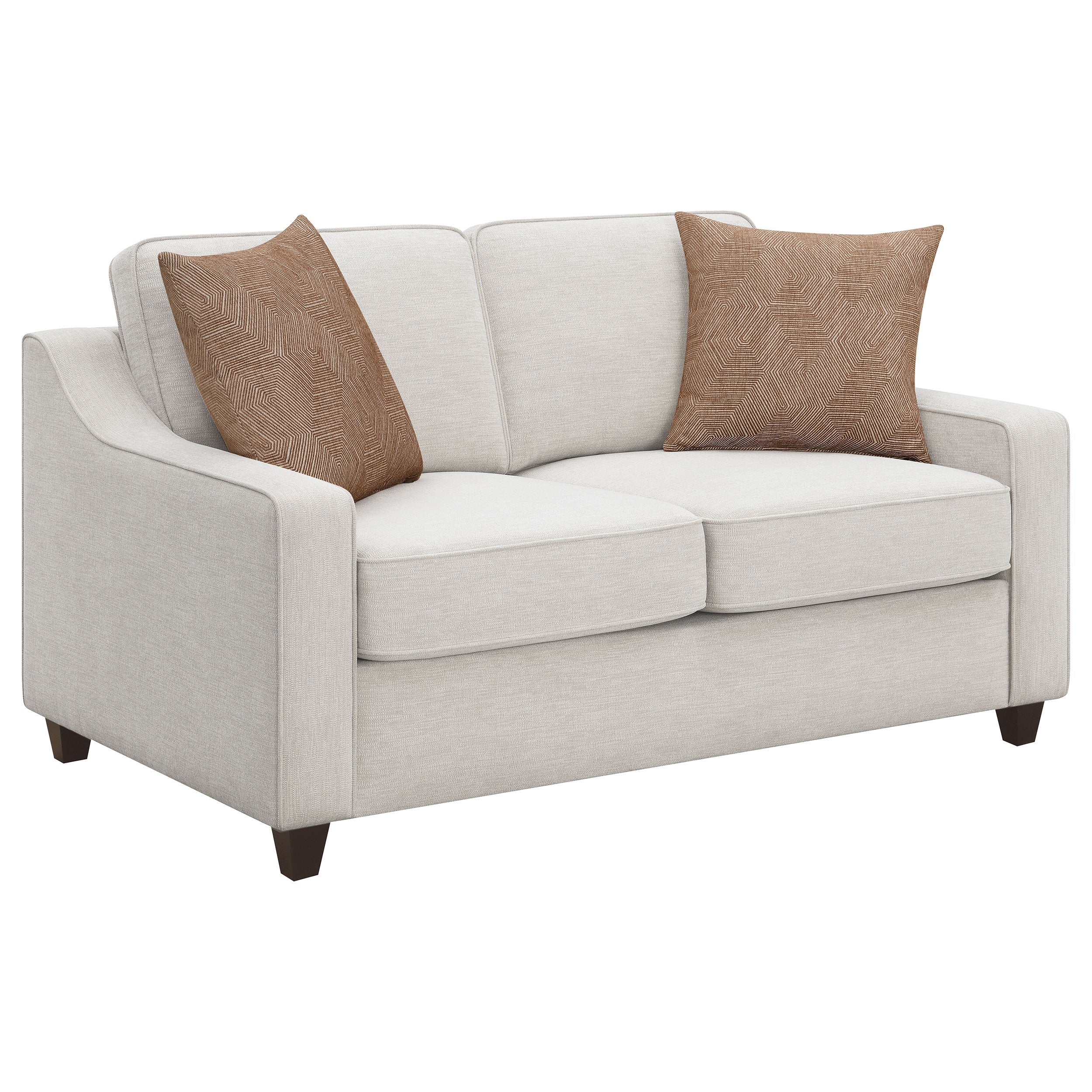 Christine Upholstered Sloped Arm Loveseat Beige-CoasterElevations