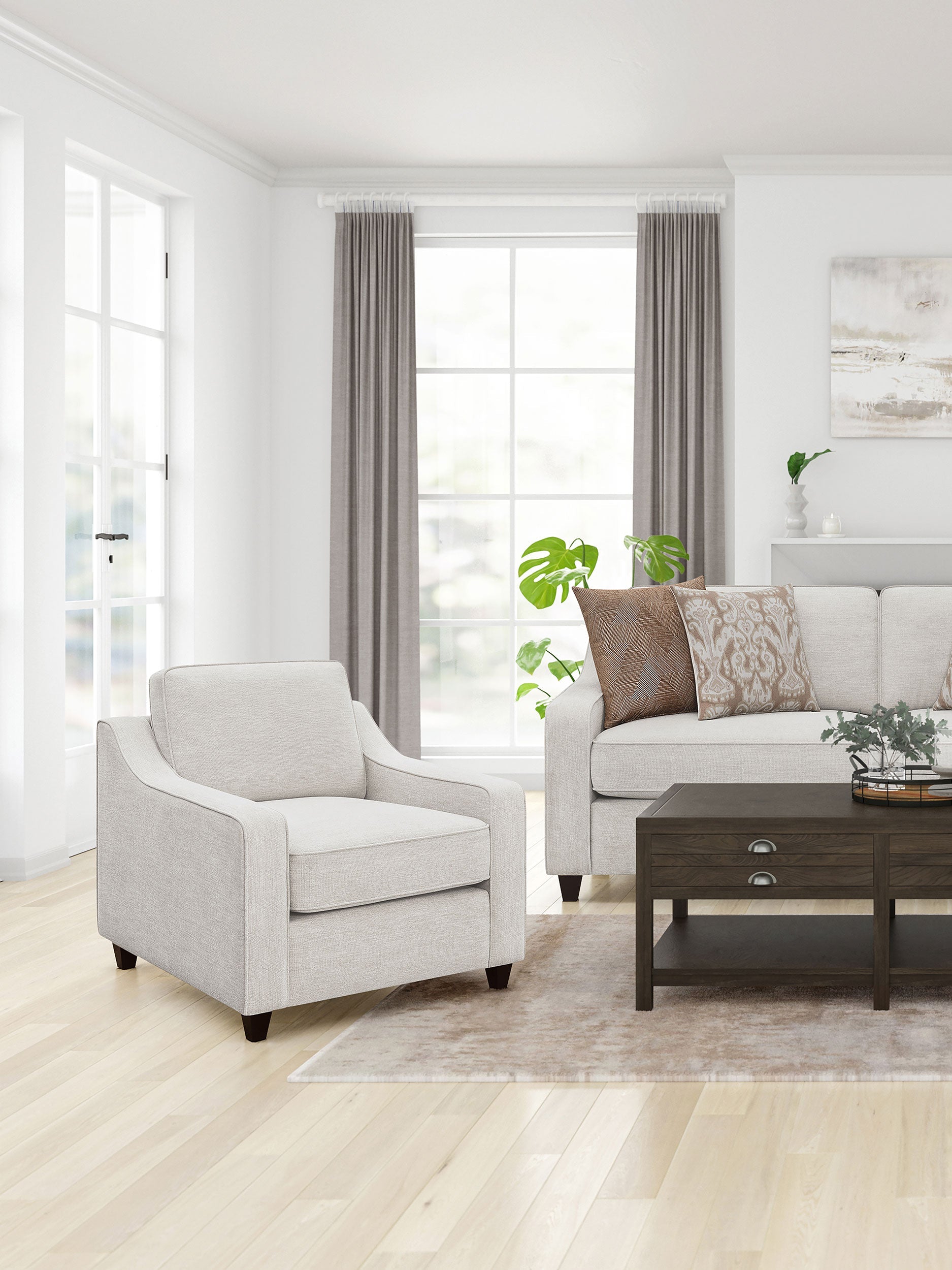 Christine Upholstered Sloped Arm Accent Chair Beige-CoasterElevations