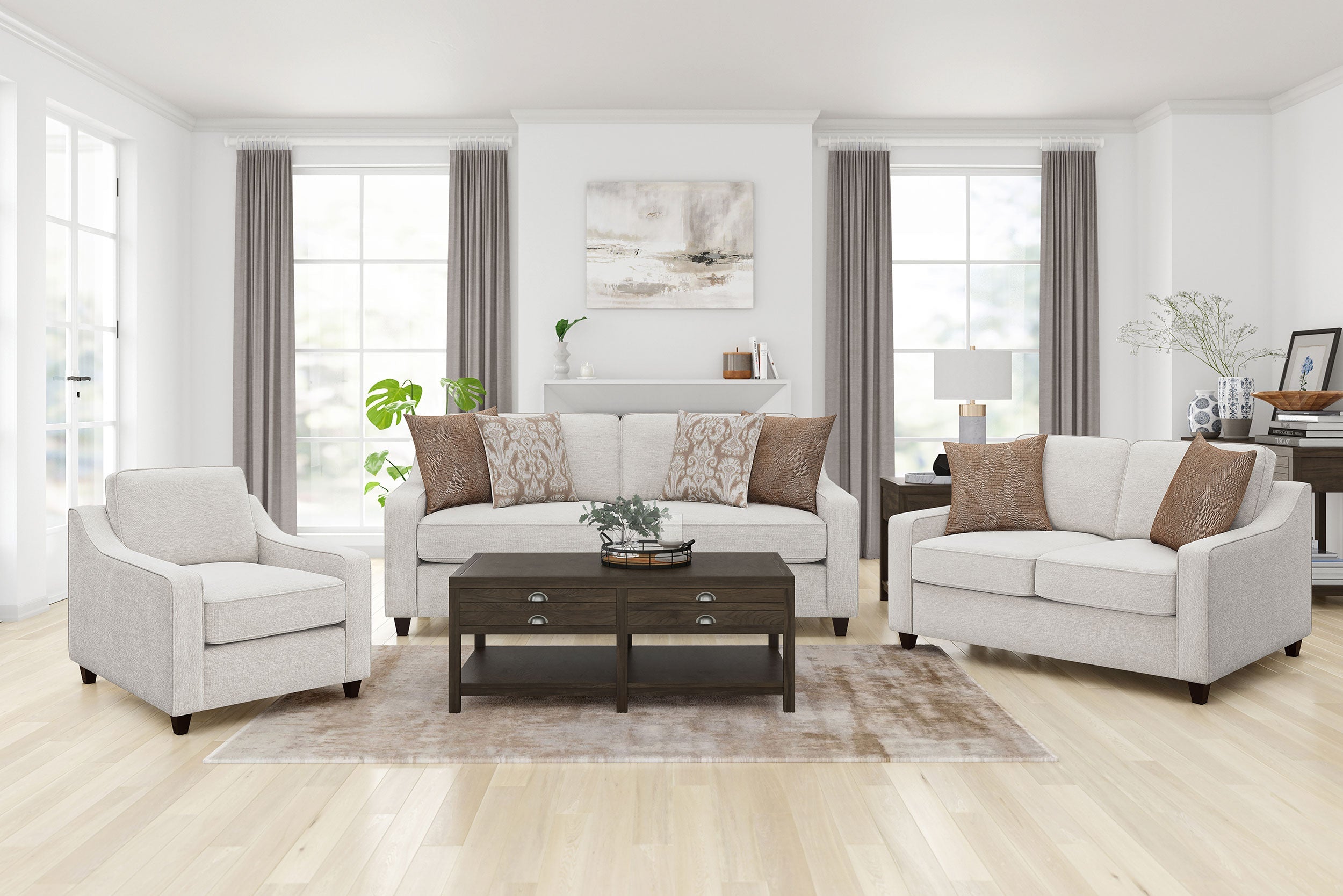 Christine Upholstered Sloped Arm Accent Chair Beige-CoasterElevations