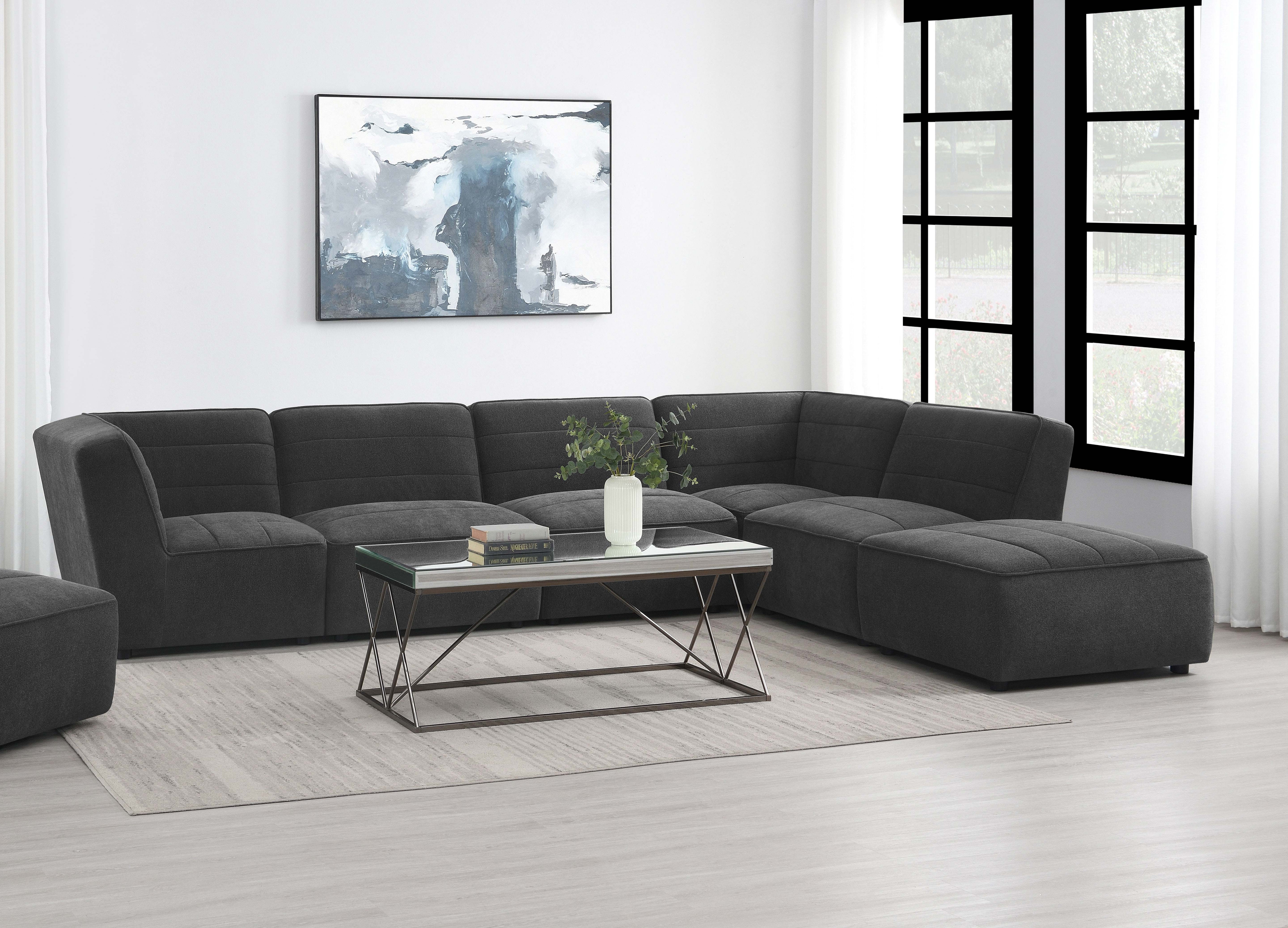 Sunny 6-piece Upholstered Modular Sectional Sofa Charcoal-