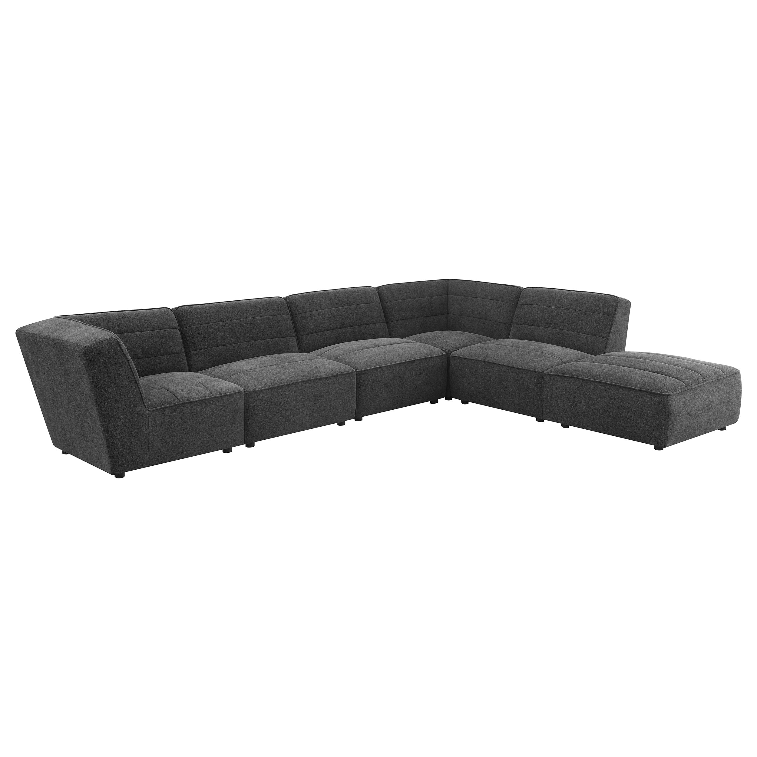 Sunny Square Upholstered Ottoman Dark Charcoal-
