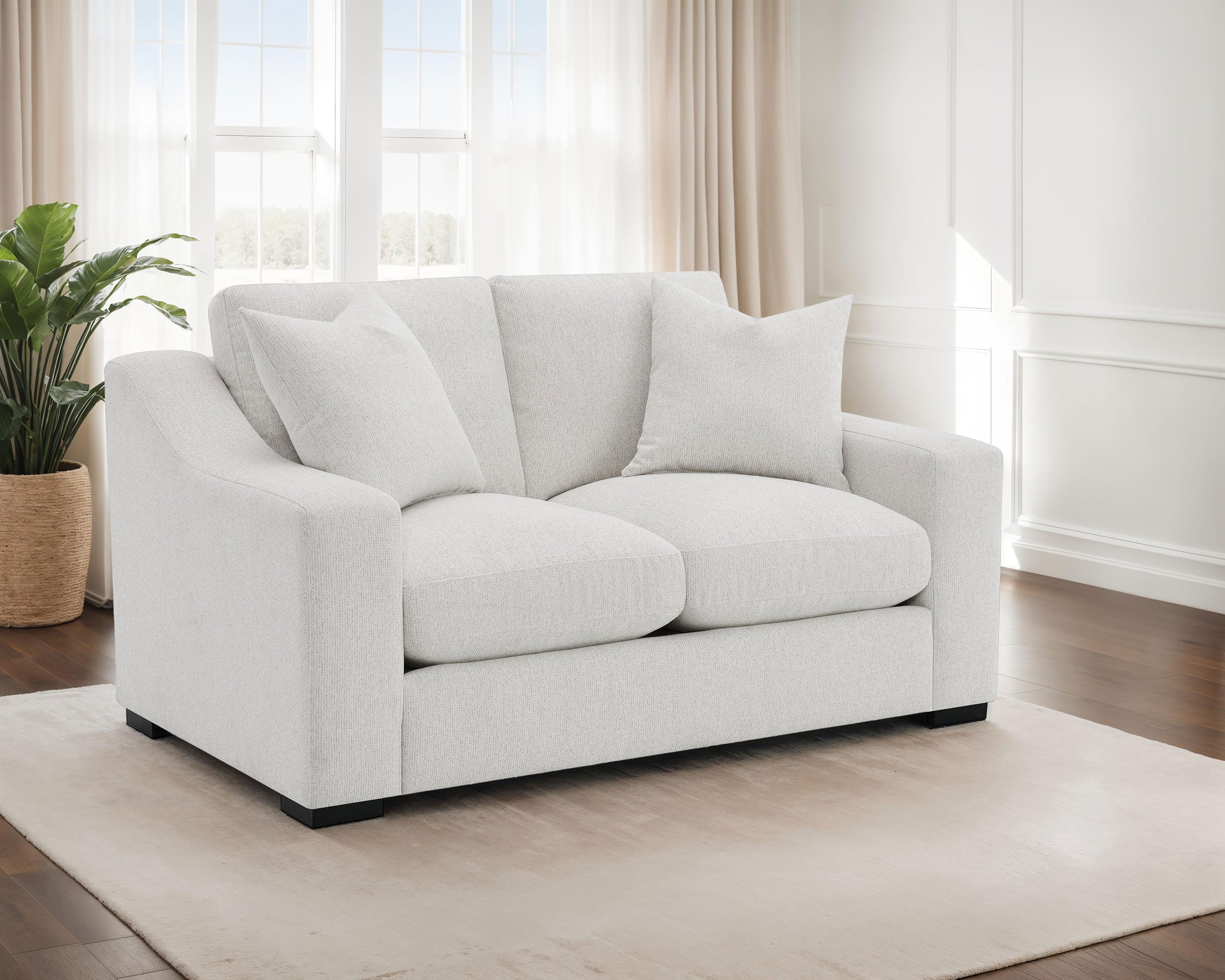 Ashlyn Fabric Upholstered Track Arm Loveseat Sand-