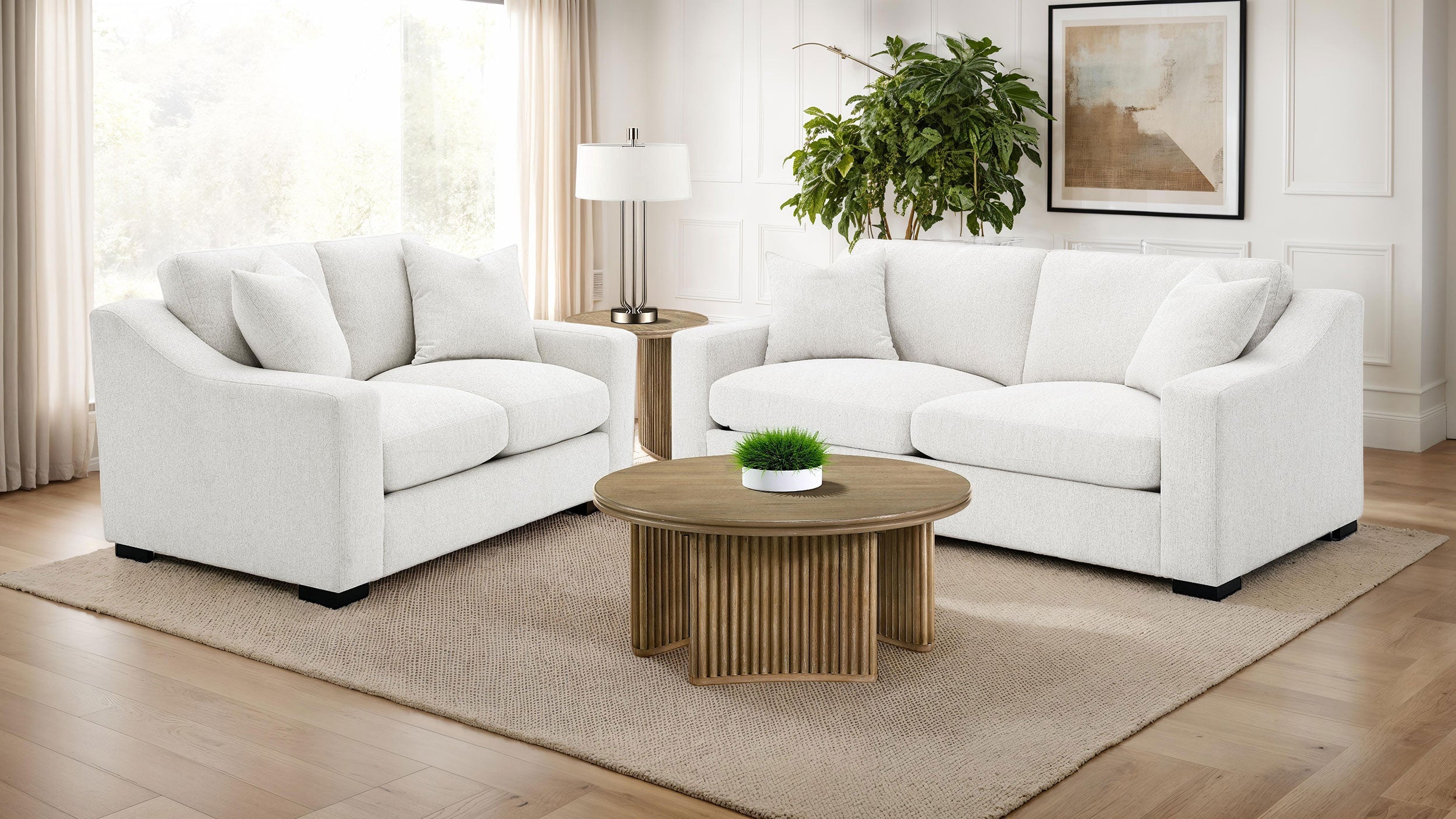 Ashlyn Fabric Upholstered Track Arm Loveseat Sand-