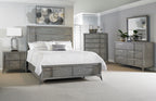 Gray Queen Storage Bed with Book Matched Veneer