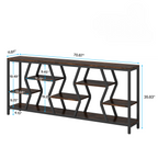 70.9 Inches Sofa Console Table with 4 Tier Wood Storage Shelves