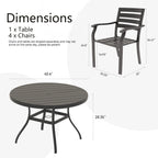 5 Pieces Outdoor Patio Dining Set