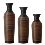 Hand-Woven PVC Rattan Vases, Set of 3