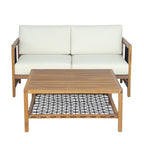 2-Piece Acacia Wood Outdoor Loveseat Set