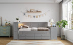 Full Size Daybed with Storage Shelves, Drawers, and Trundle