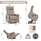Khaki Chenille Power Lift Recliner Chair with Massage and Heat