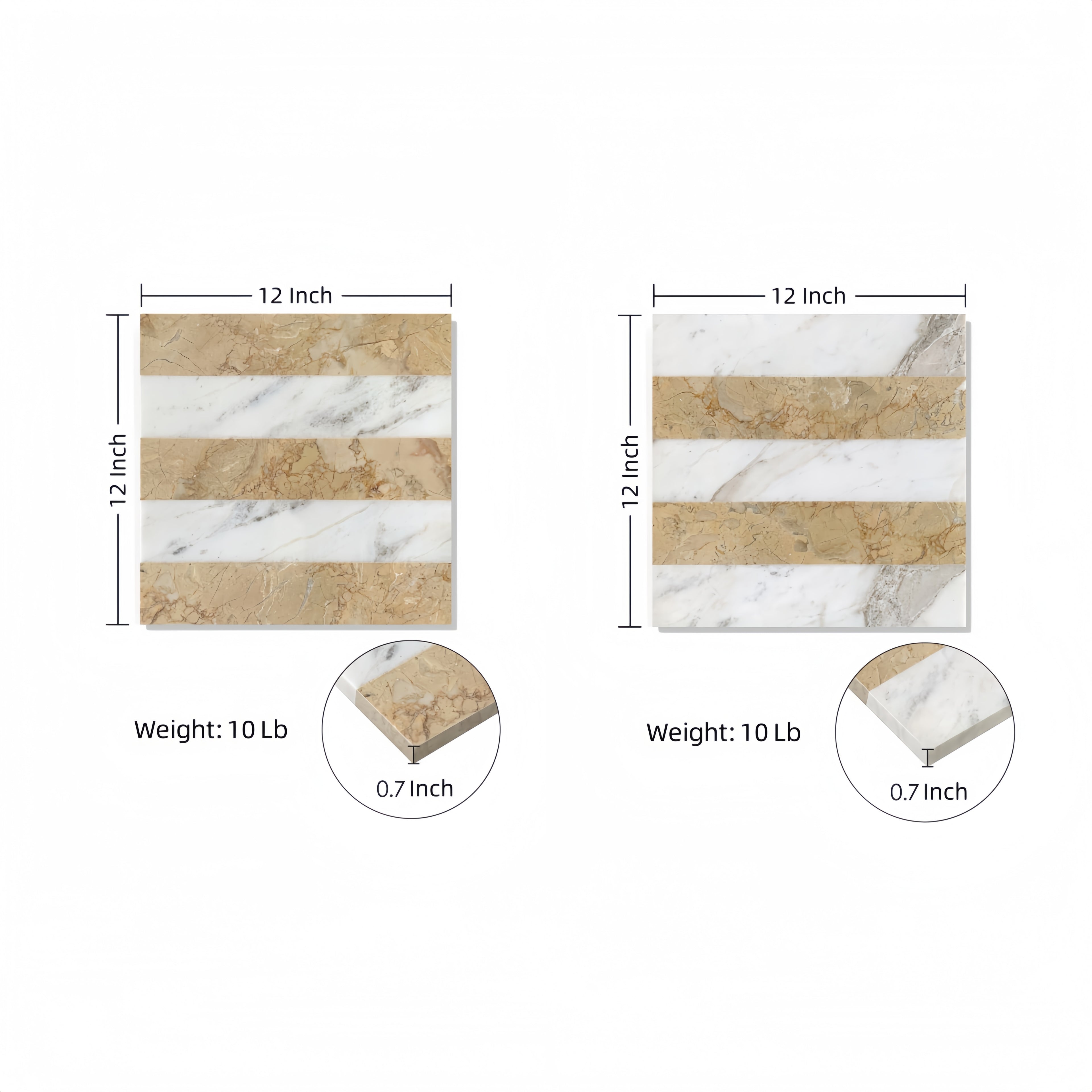 12x12 White Gold Waterjet Polished Marble Tiles Set