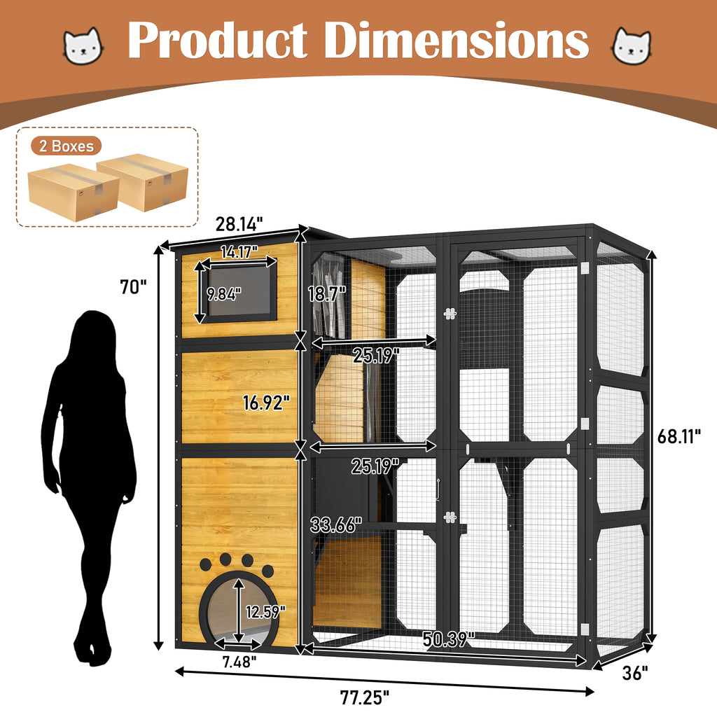 GO Large Cat Catio - 4 Tiers Cat Enclosure for Outdoor Spaces