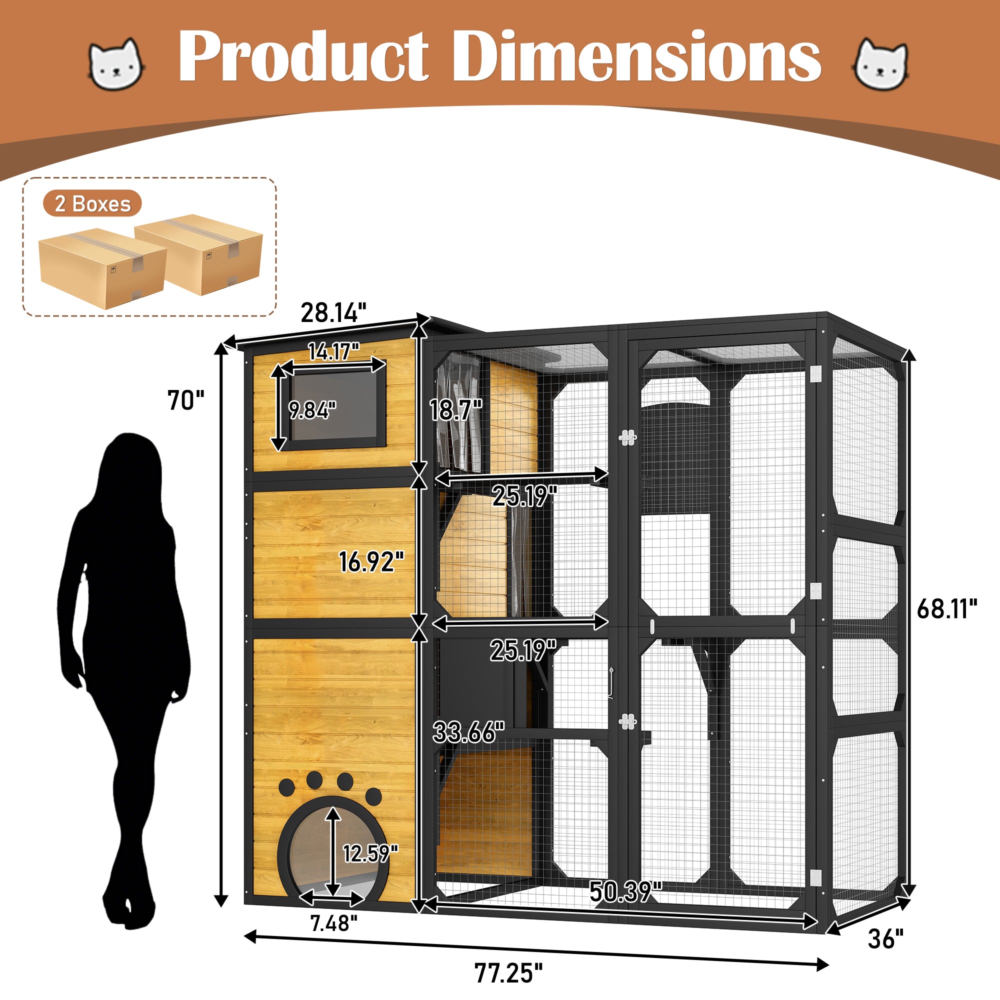 GO Large Cat Catio - 4 Tiers Cat Enclosure for Outdoor Spaces
