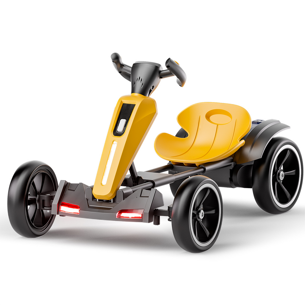 12V Electric Kids Pedal Go Kart - Yellow