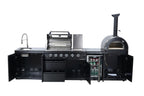 Black 125-Inch Double Stainless Steel Gas Outdoor Kitchen Grill