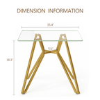 35.4-Inch Square Tempered Glass Dining Table