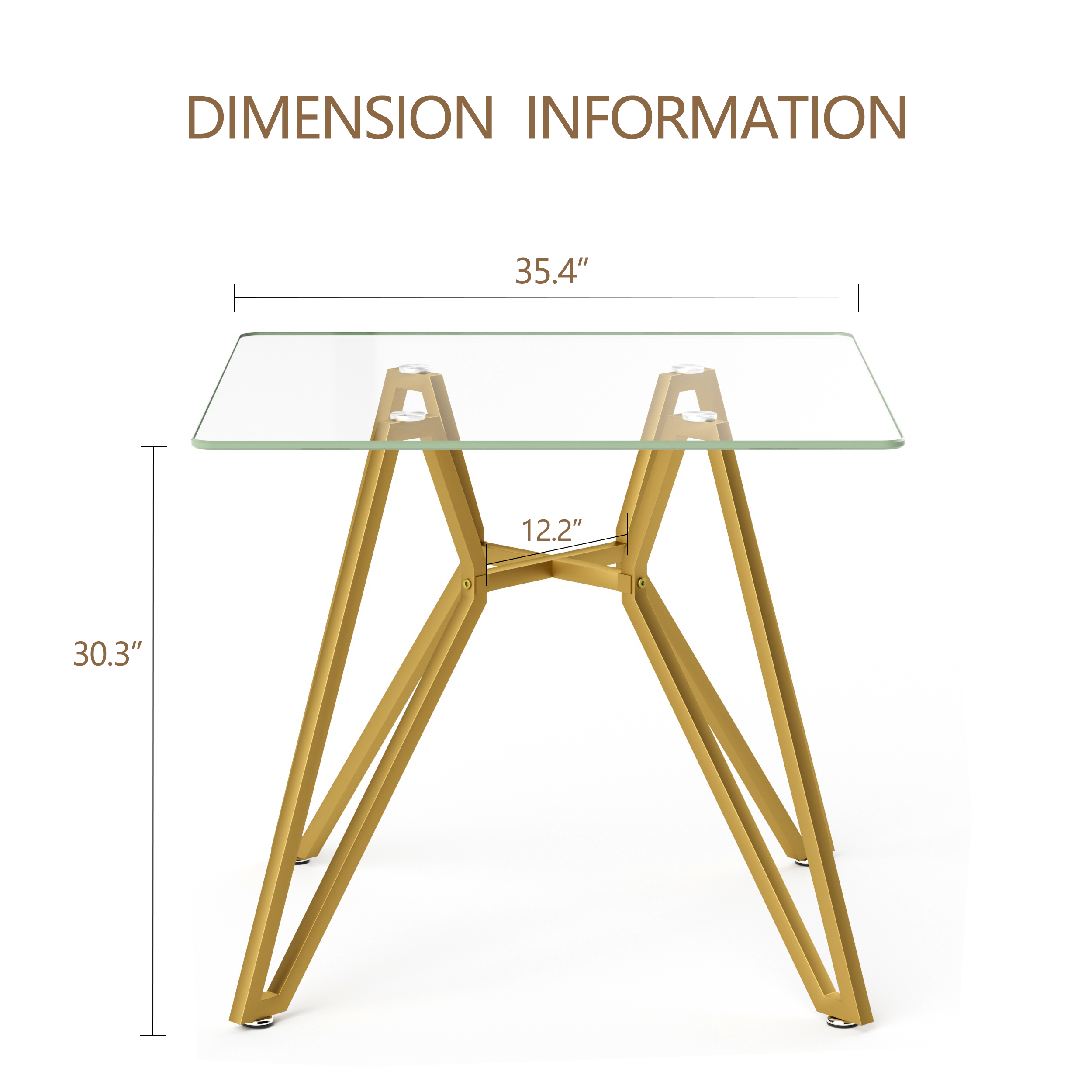 35.4-Inch Square Tempered Glass Dining Table