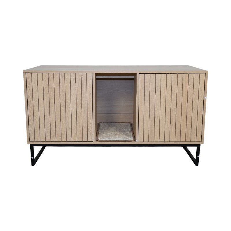 Modern Wooden Cat House with Scratching Mat