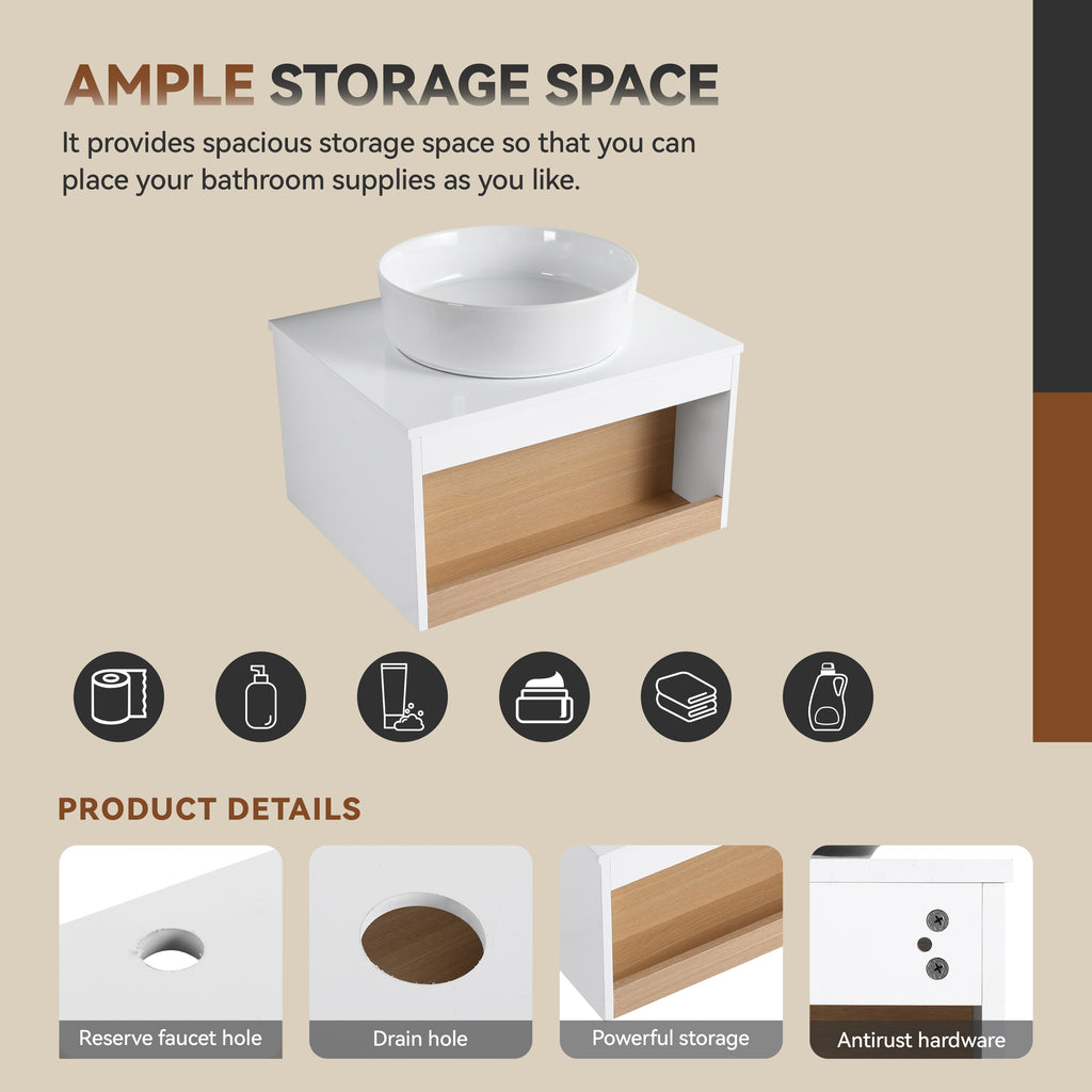 24" Floating Bathroom Vanity with Glossy