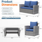 4-Piece Wicker Patio Conversation Set with Glass Table