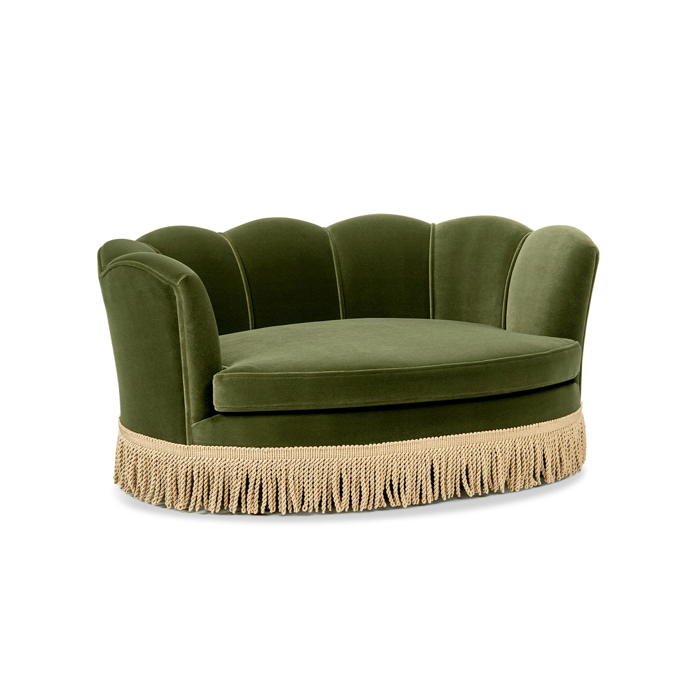 Clara 34.5" Scalloped Pet Sofa Bed, Medium, Olive