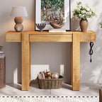 TREXM Rustic Minimalist Console Table with Hidden Drawer