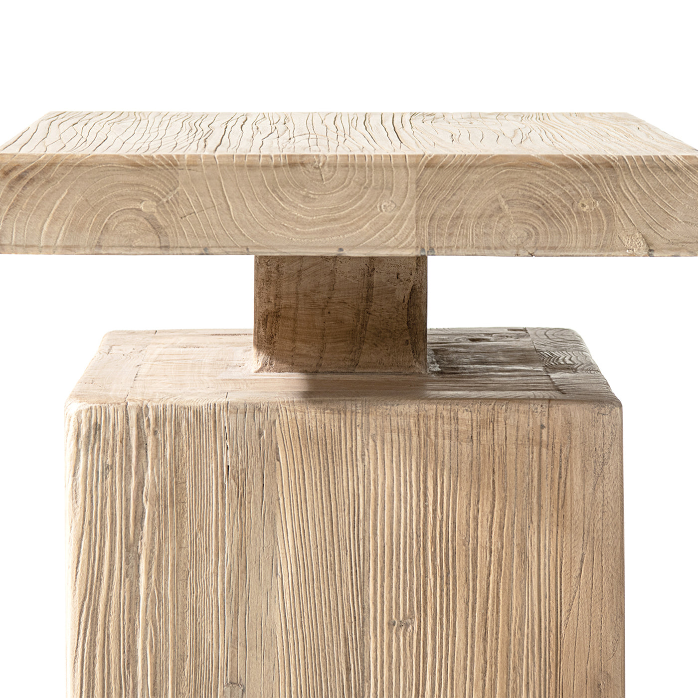 Calder 18" Solid Square Reclaimed Elm Block Plinth Side Table