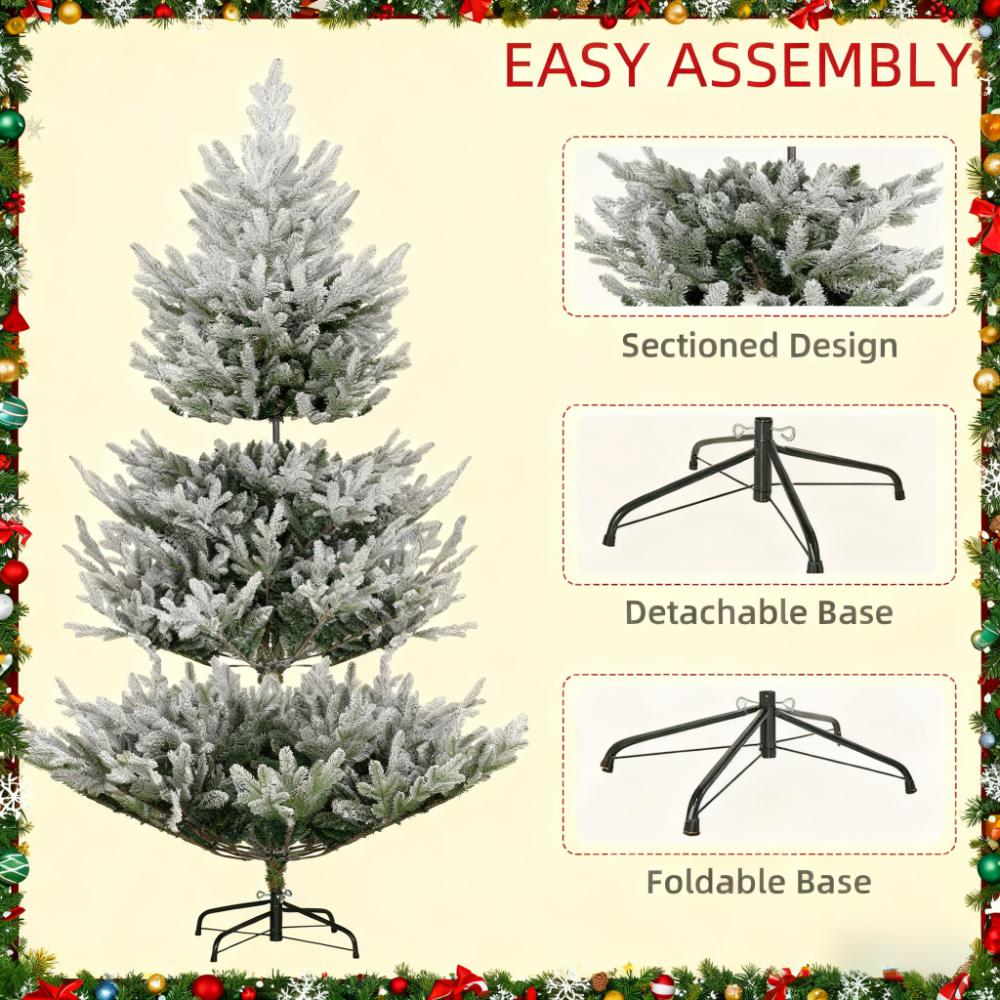 Flocked Hinged Xmas Tree