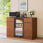 Fluted Buffet Wine Cabinet With Mini Fridge Nook