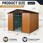 8ft x 6ft Outdoor Metal Storage Shed with Metal Foundation