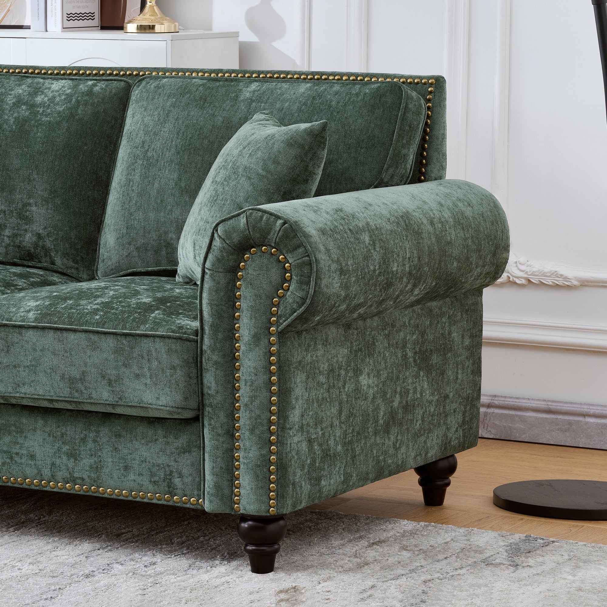 86" Modern 3-Seater Sofa with Rolled Arms