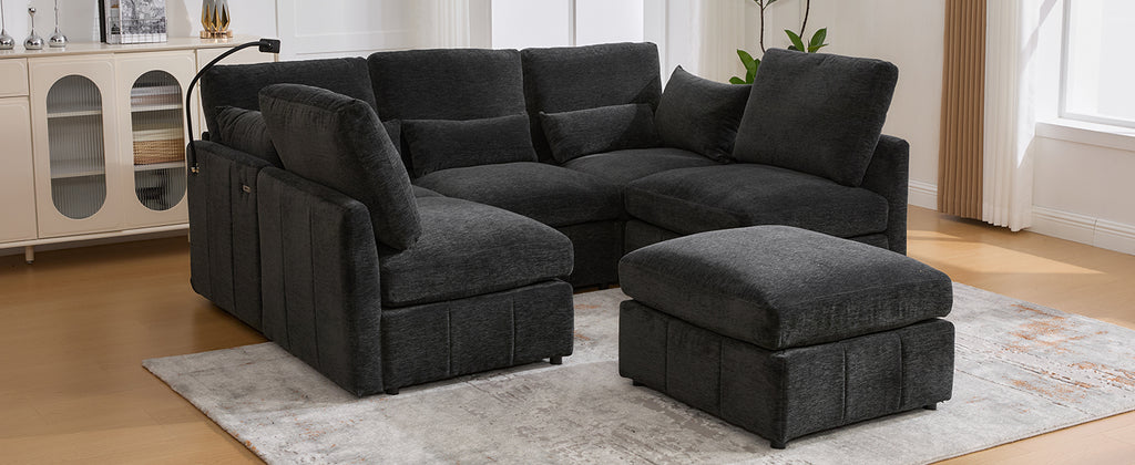 Modern Sectional Sofa with USB Ports