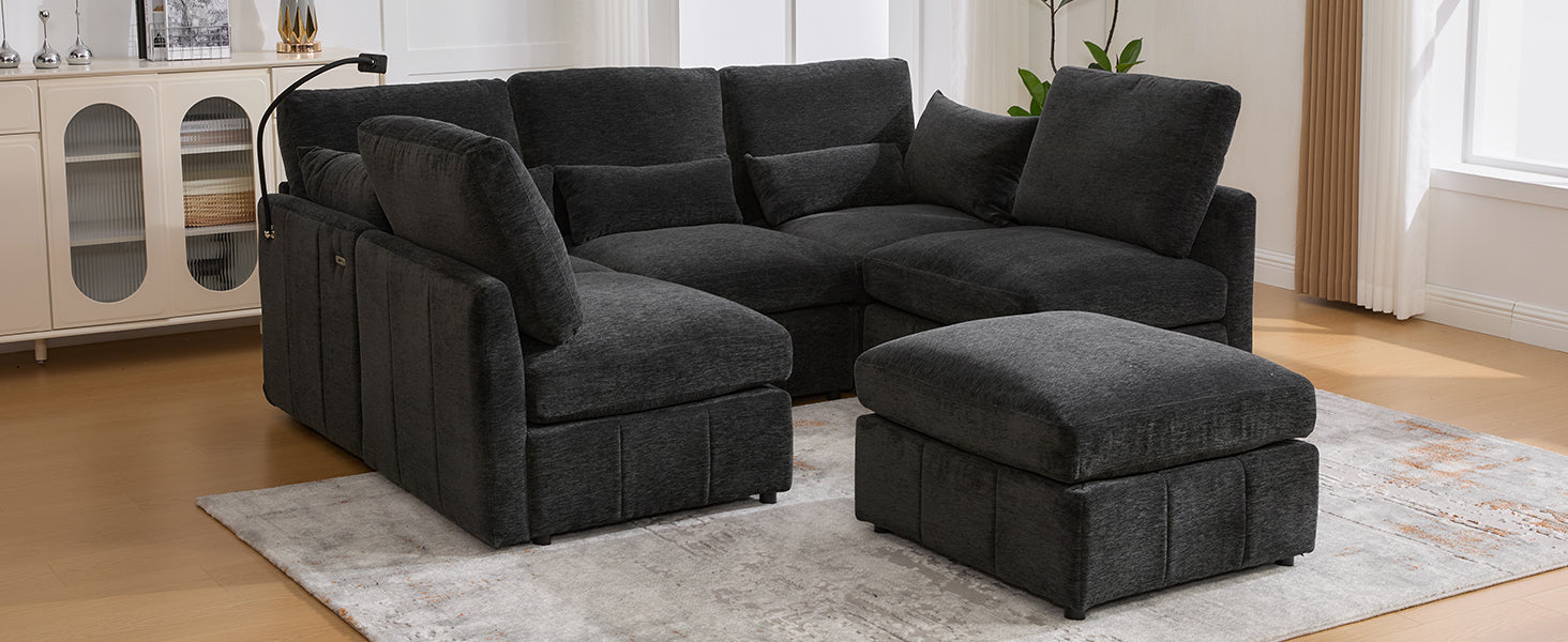 Modern Sectional Sofa with USB Ports