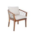Outdoor Dining Chairs Set for 2, Acacia Wood Frame with Teak Finish