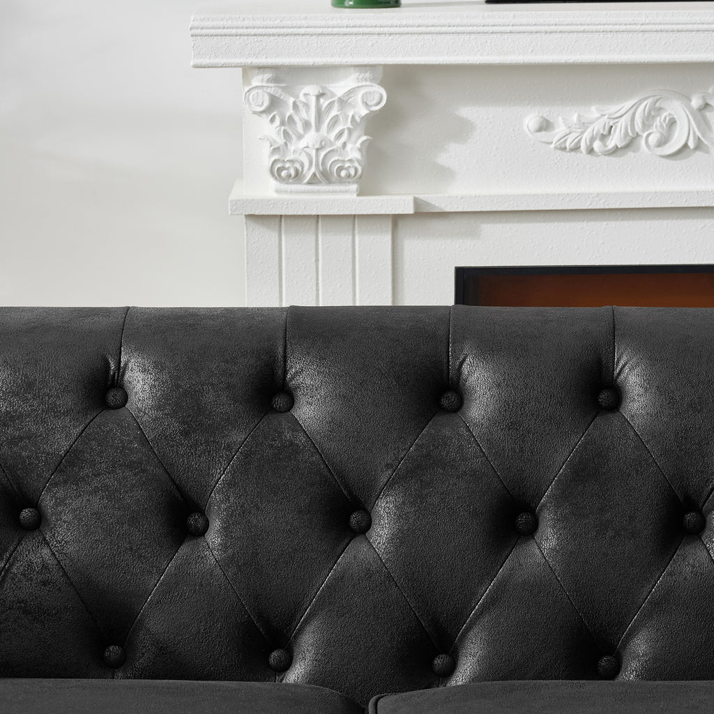 Chesterfield Tech Fabric 3+3 Seater Sofa Set