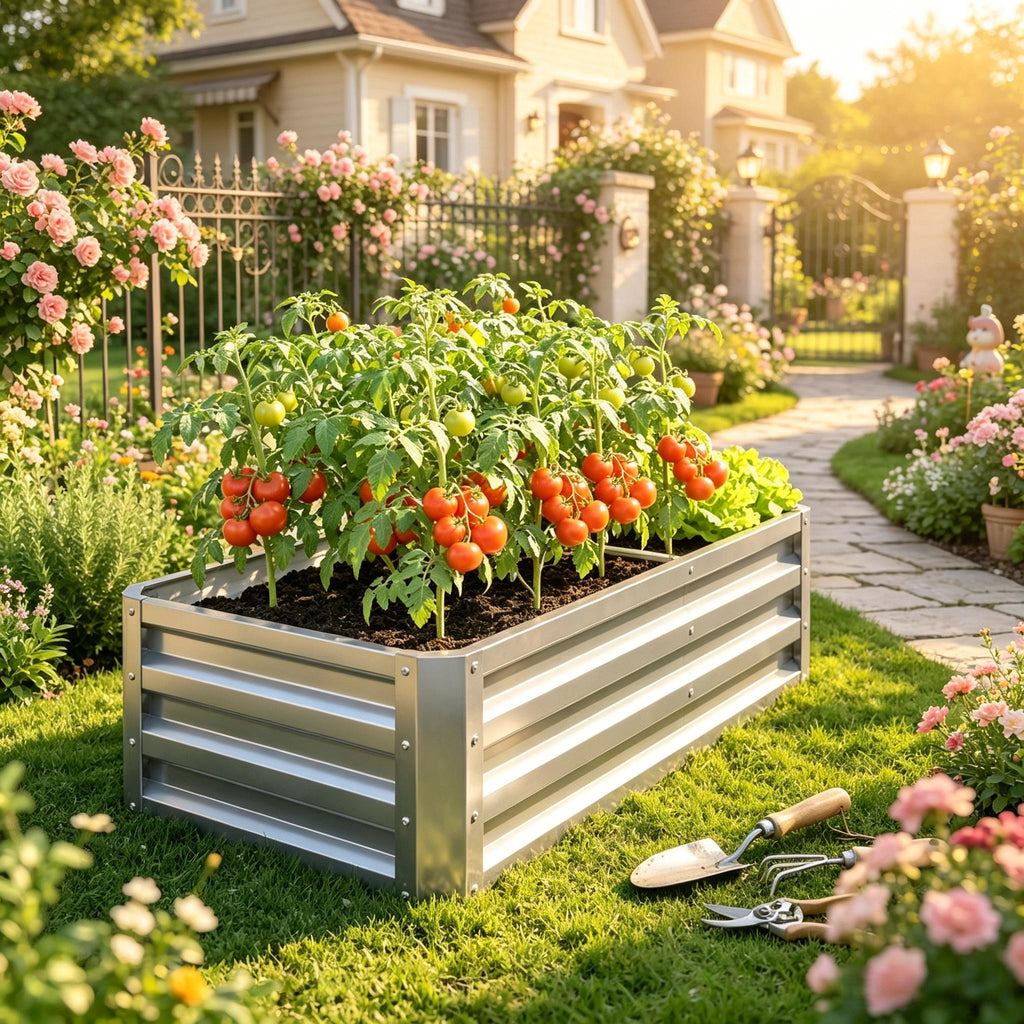 Galvanized Raised Garden Bed, 4' x 2' x 1' Metal Planter Box