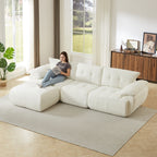 Large Modern 3-Seater Chenille Sofa