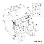 24" Modern Bathroom Vanity with Ceramic Sink and Storage Rack